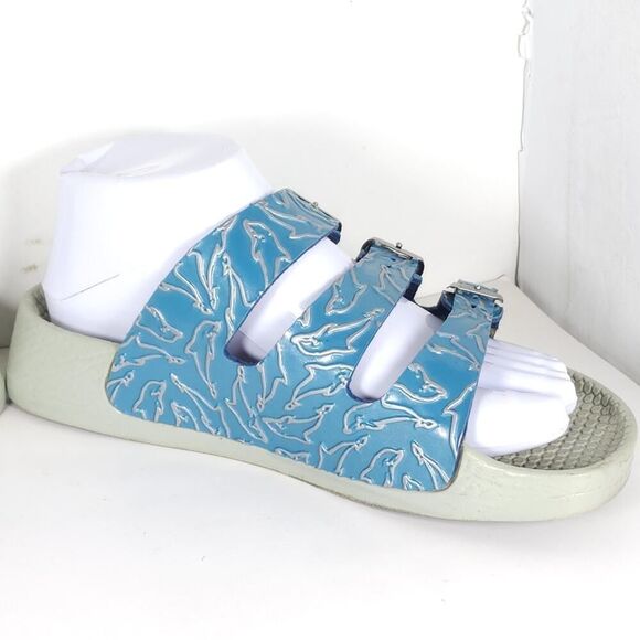Birkenstock Birki's Women's US6 EU37 Blue Dolphins 3 Straps Wedge Slides Sandals - Picture 7 of 16